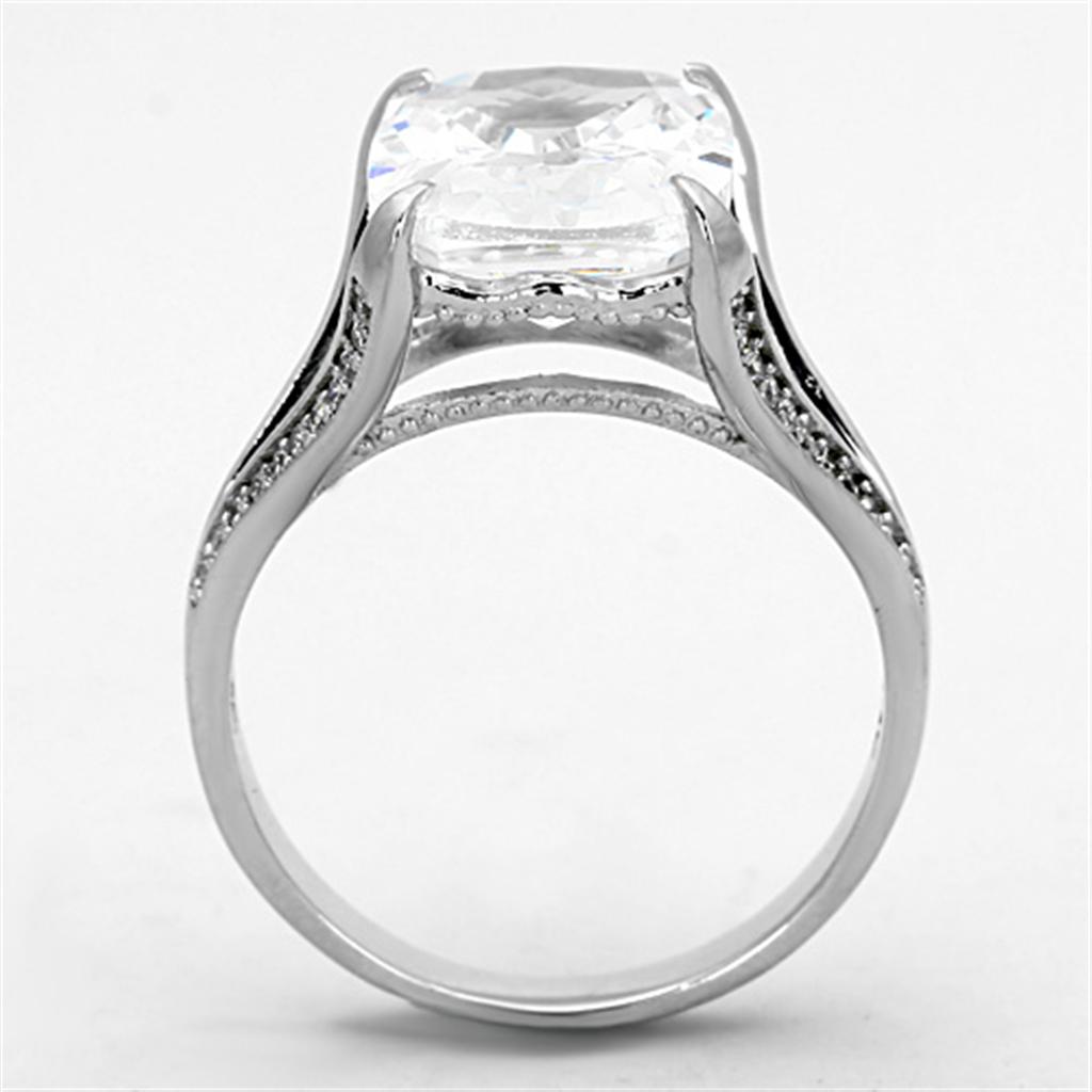 MATS174 - Rhodium 925 Sterling Silver Ring with AAA Grade CZ  in Clear