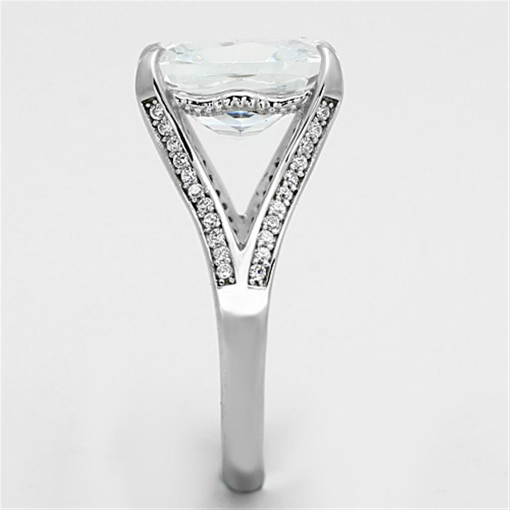 MATS174 - Rhodium 925 Sterling Silver Ring with AAA Grade CZ  in Clear
