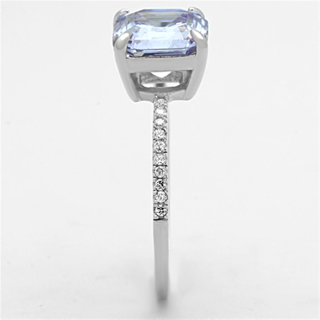 MATS176 - Rhodium 925 Sterling Silver Ring with Cubic  in Light Amethyst