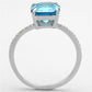MATS178 - Rhodium 925 Sterling Silver Ring with Cubic  in Sea Blue