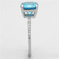 MATS178 - Rhodium 925 Sterling Silver Ring with Cubic  in Sea Blue