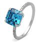 MATS178 - Rhodium 925 Sterling Silver Ring with Cubic  in Sea Blue