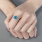 MATS178 - Rhodium 925 Sterling Silver Ring with Cubic  in Sea Blue