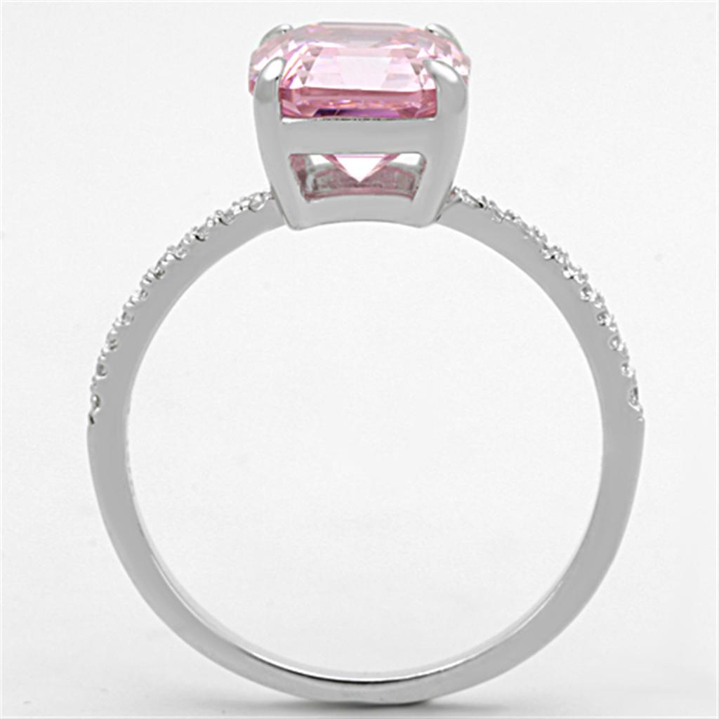 MATS179 - Rhodium 925 Sterling Silver Ring with Cubic  in Rose