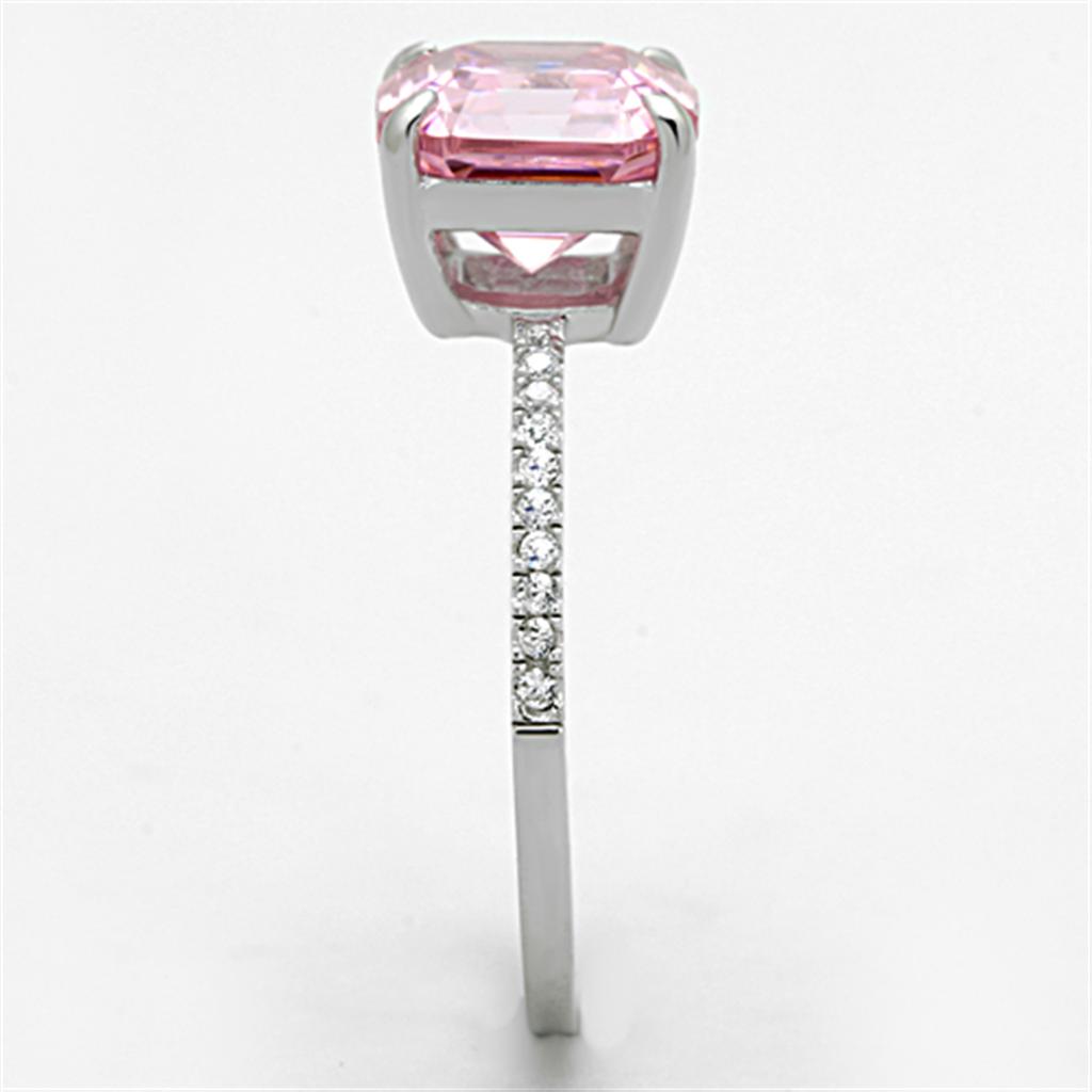 MATS179 - Rhodium 925 Sterling Silver Ring with Cubic  in Rose