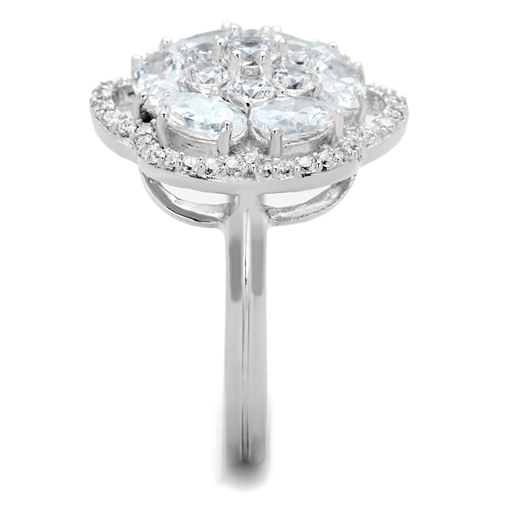 MATS180 - Rhodium 925 Sterling Silver Ring with AAA Grade CZ  in Clear