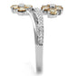 MATS181 - Rhodium 925 Sterling Silver Ring with AAA Grade CZ  in Champagne