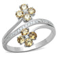 MATS181 - Rhodium 925 Sterling Silver Ring with AAA Grade CZ  in Champagne