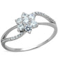 MATS182 - Rhodium 925 Sterling Silver Ring with AAA Grade CZ  in Clear