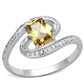 MATS183 - Rhodium 925 Sterling Silver Ring with AAA Grade CZ  in Champagne