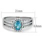 MATS184 - Rhodium 925 Sterling Silver Ring with AAA Grade CZ  in Sea Blue