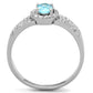 MATS184 - Rhodium 925 Sterling Silver Ring with AAA Grade CZ  in Sea Blue