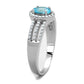 MATS184 - Rhodium 925 Sterling Silver Ring with AAA Grade CZ  in Sea Blue