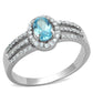 MATS184 - Rhodium 925 Sterling Silver Ring with AAA Grade CZ  in Sea Blue