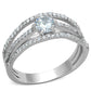 MATS185 - Rhodium 925 Sterling Silver Ring with AAA Grade CZ  in Clear