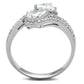 MATS186 - Rhodium 925 Sterling Silver Ring with AAA Grade CZ  in Clear
