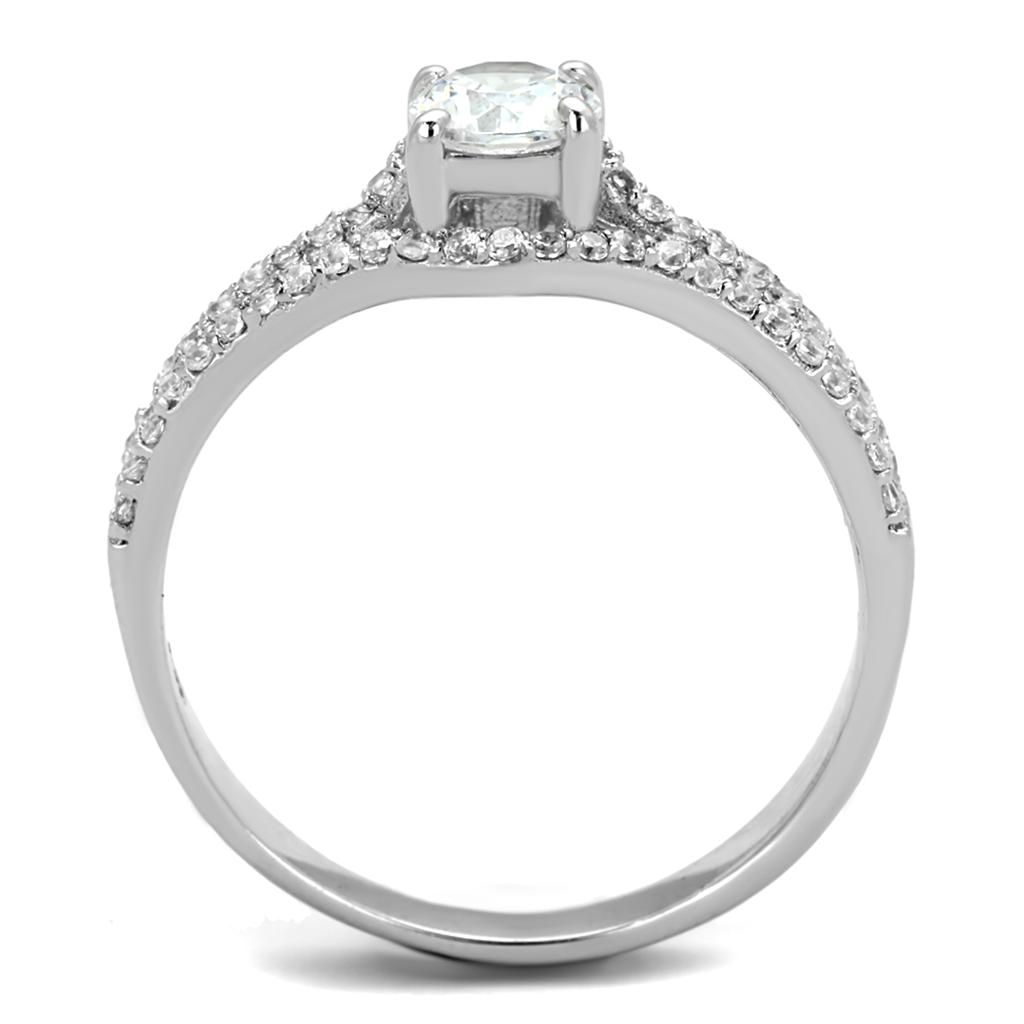 MATS188 - Rhodium 925 Sterling Silver Ring with AAA Grade CZ  in Clear