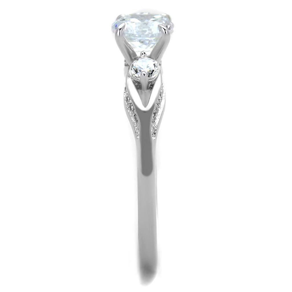 MATS189 - Rhodium 925 Sterling Silver Ring with AAA Grade CZ  in Clear