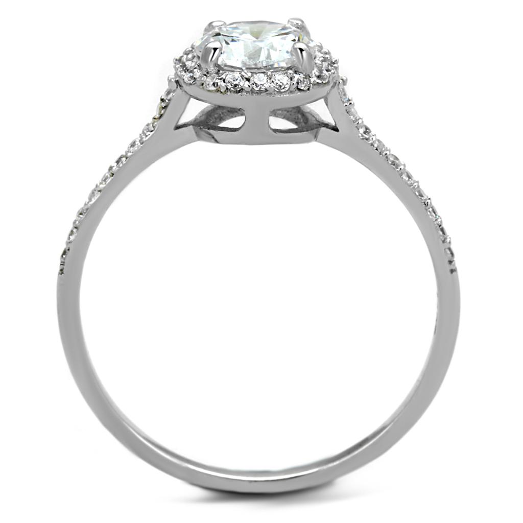 MATS190 - Rhodium 925 Sterling Silver Ring with AAA Grade CZ  in Clear