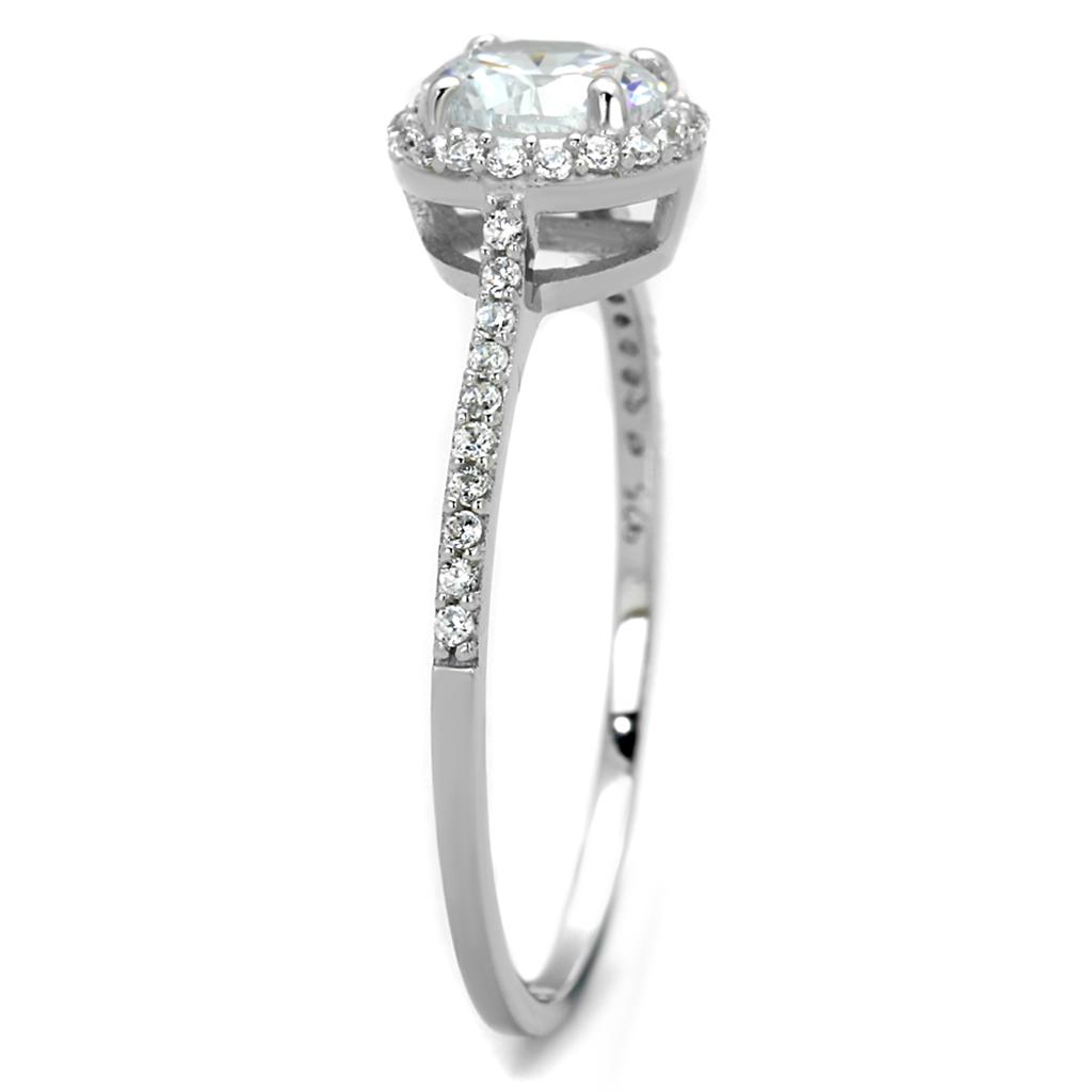 MATS190 - Rhodium 925 Sterling Silver Ring with AAA Grade CZ  in Clear