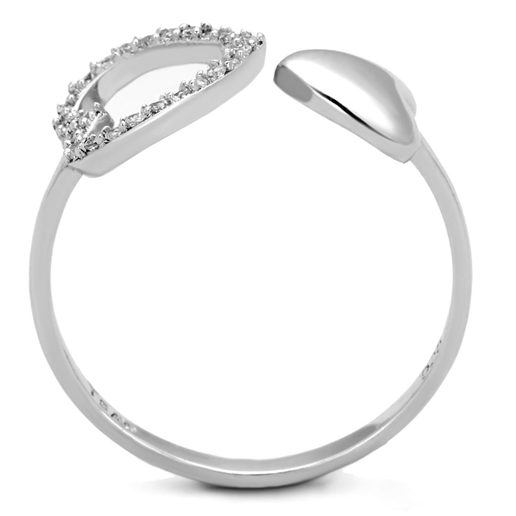 MATS194 - Rhodium 925 Sterling Silver Ring with AAA Grade CZ  in Clear