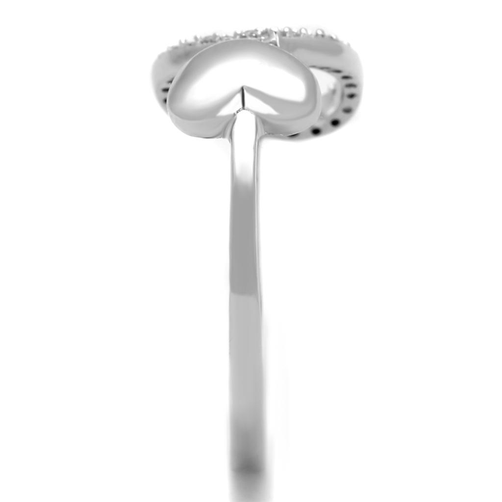 MATS194 - Rhodium 925 Sterling Silver Ring with AAA Grade CZ  in Clear