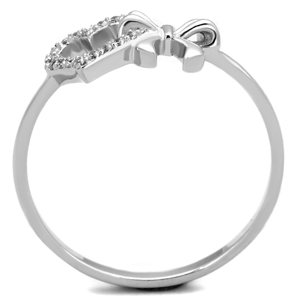 MATS195 - Rhodium 925 Sterling Silver Ring with AAA Grade CZ  in Clear