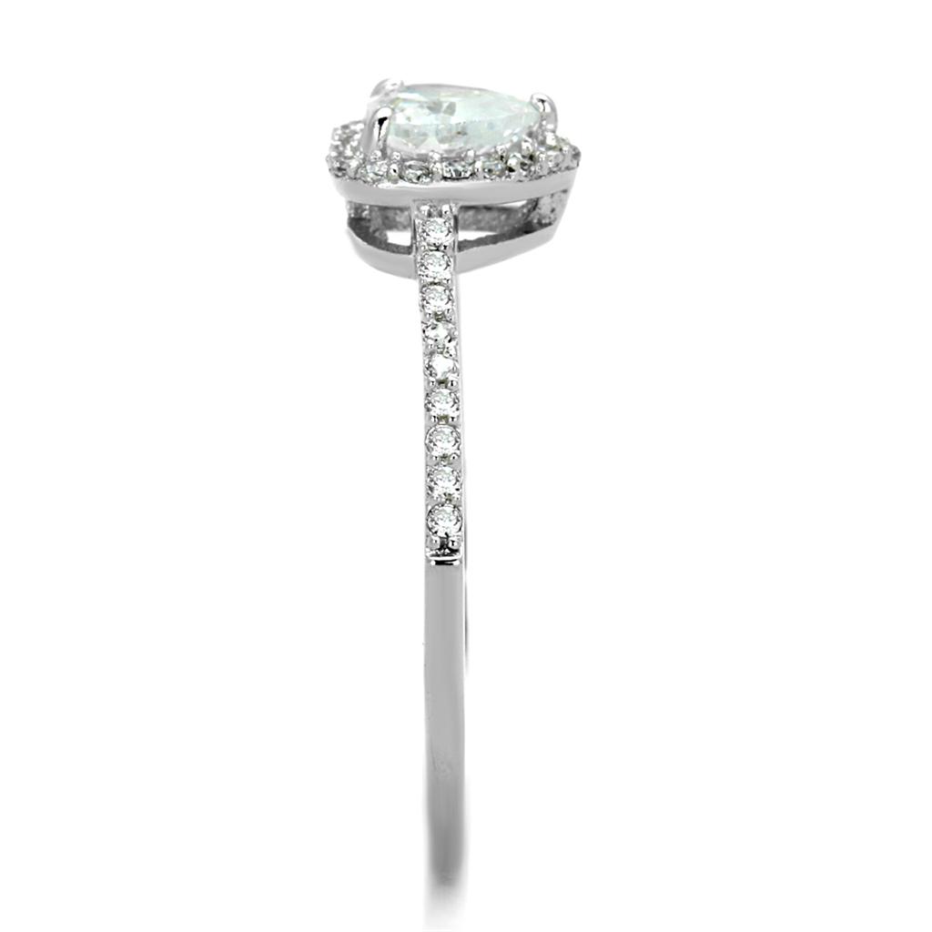 MATS196 - Rhodium 925 Sterling Silver Ring with AAA Grade CZ  in Clear