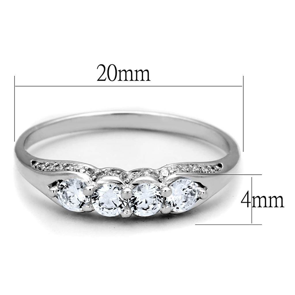 MATS198 - Rhodium 925 Sterling Silver Ring with AAA Grade CZ  in Clear
