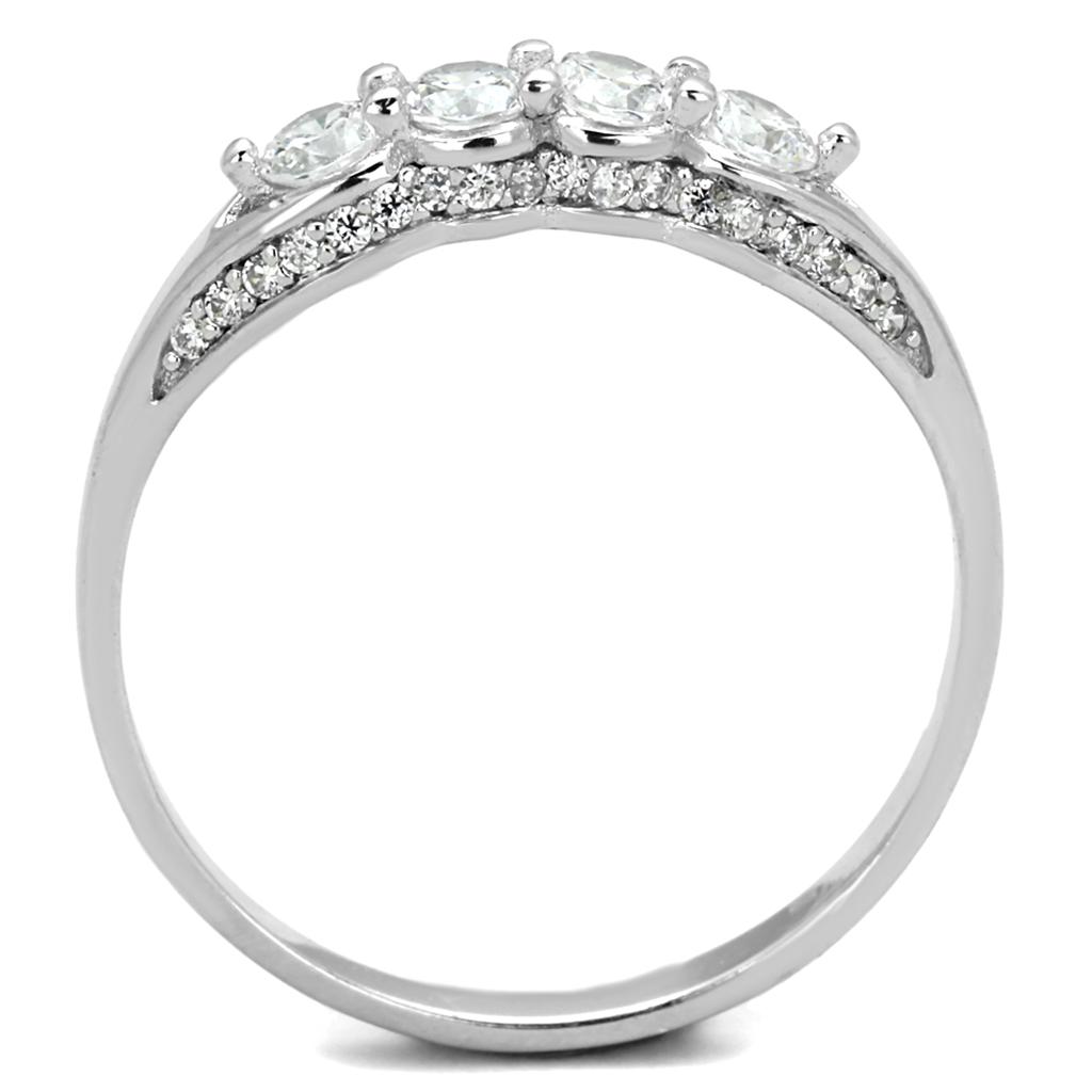 MATS198 - Rhodium 925 Sterling Silver Ring with AAA Grade CZ  in Clear