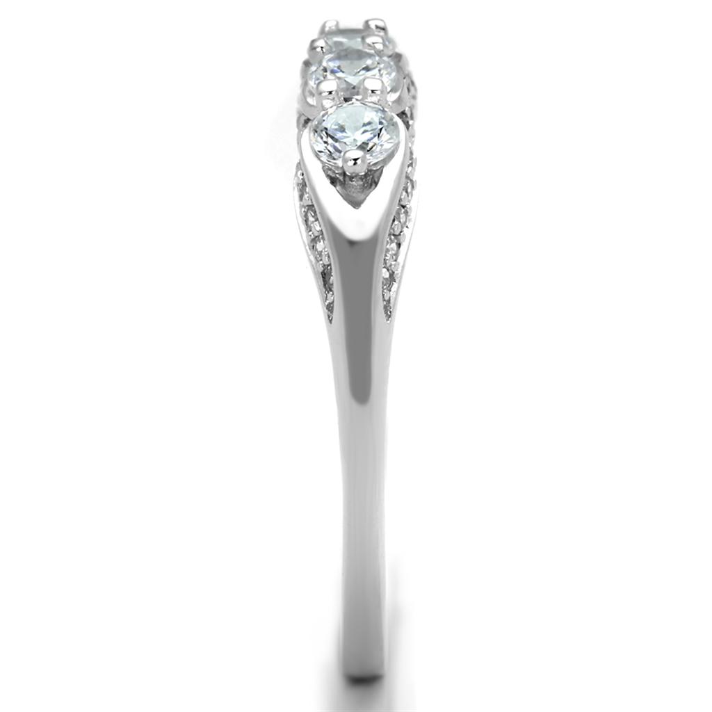 MATS198 - Rhodium 925 Sterling Silver Ring with AAA Grade CZ  in Clear