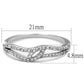 MATS202 - Rhodium 925 Sterling Silver Ring with AAA Grade CZ  in Clear