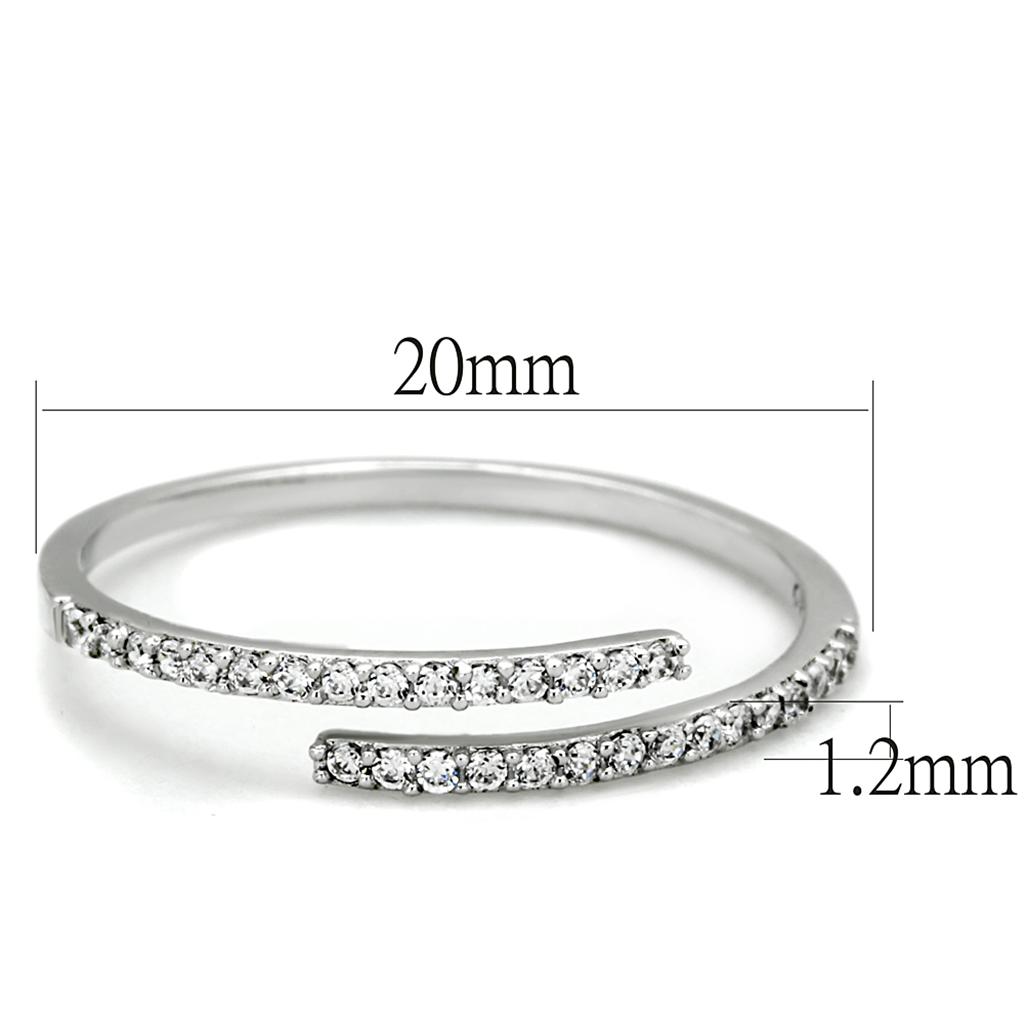 MATS204 - Rhodium 925 Sterling Silver Ring with AAA Grade CZ  in Clear