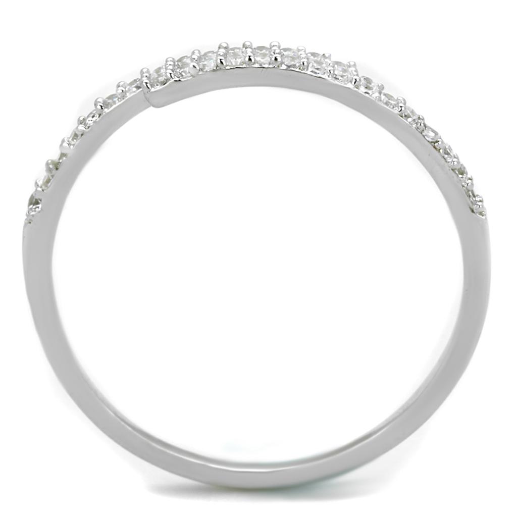 MATS204 - Rhodium 925 Sterling Silver Ring with AAA Grade CZ  in Clear