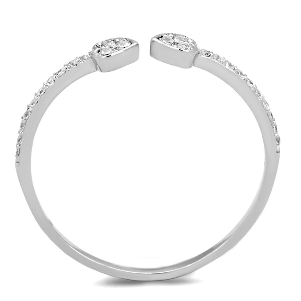 MATS205 - Rhodium 925 Sterling Silver Ring with AAA Grade CZ  in Clear