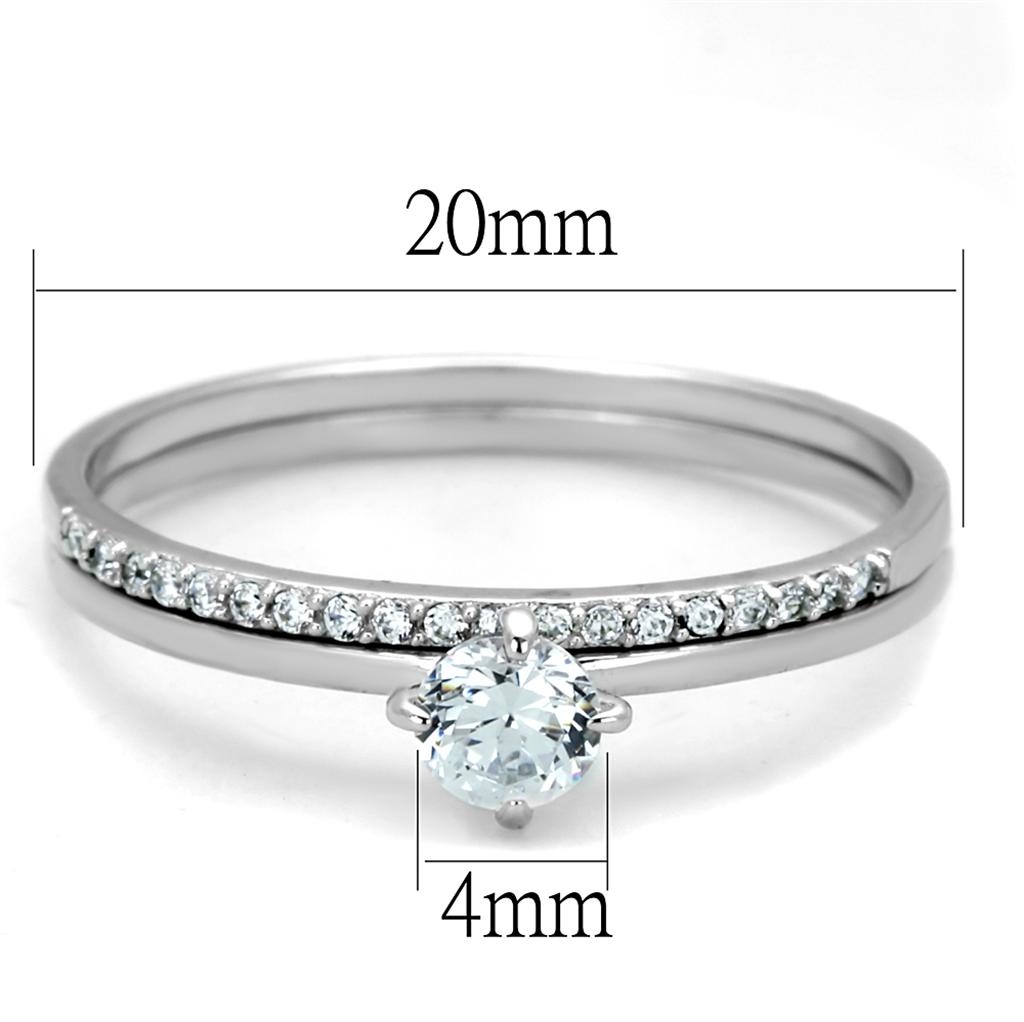 MATS206 - Rhodium 925 Sterling Silver Ring with AAA Grade CZ  in Clear