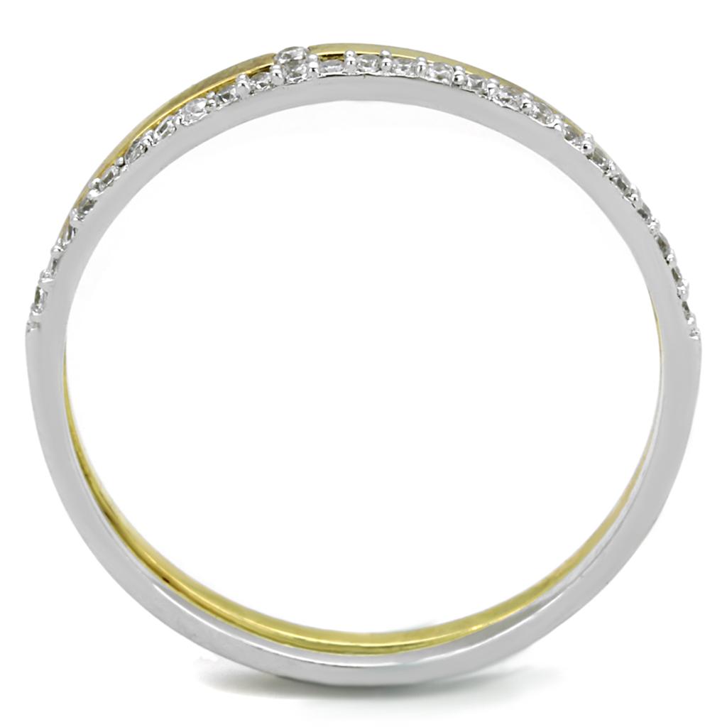 MATS207 - Gold+Rhodium 925 Sterling Silver Ring with AAA Grade CZ  in Clear