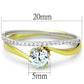 MATS209 - Gold+Rhodium 925 Sterling Silver Ring with AAA Grade CZ  in Clear