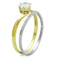 MATS209 - Gold+Rhodium 925 Sterling Silver Ring with AAA Grade CZ  in Clear