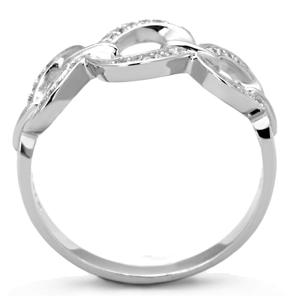 MATS212 - Rhodium 925 Sterling Silver Ring with AAA Grade CZ  in Clear