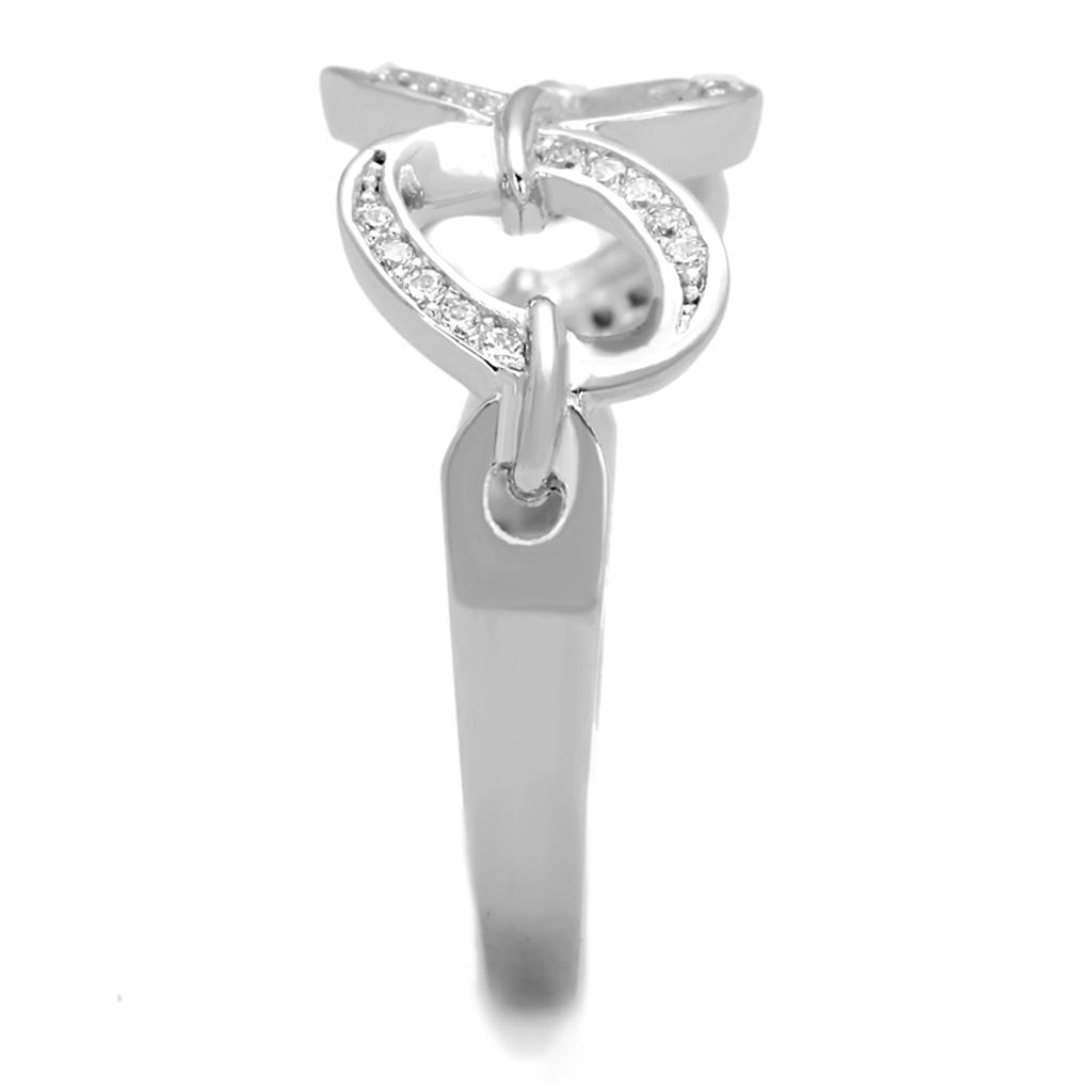 MATS212 - Rhodium 925 Sterling Silver Ring with AAA Grade CZ  in Clear