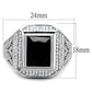 MATS224 - Rhodium 925 Sterling Silver Ring with AAA Grade CZ  in Black Diamond