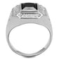 MATS224 - Rhodium 925 Sterling Silver Ring with AAA Grade CZ  in Black Diamond