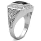 MATS224 - Rhodium 925 Sterling Silver Ring with AAA Grade CZ  in Black Diamond