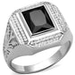 MATS224 - Rhodium 925 Sterling Silver Ring with AAA Grade CZ  in Black Diamond