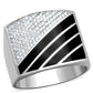 MATS227 - Rhodium 925 Sterling Silver Ring with AAA Grade CZ  in Clear