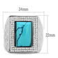 MATS228 - Rhodium 925 Sterling Silver Ring with Synthetic Turquoise in Sea Blue