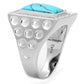 MATS228 - Rhodium 925 Sterling Silver Ring with Synthetic Turquoise in Sea Blue