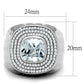 MATS231 - Rhodium 925 Sterling Silver Ring with AAA Grade CZ  in Clear