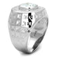 MATS231 - Rhodium 925 Sterling Silver Ring with AAA Grade CZ  in Clear